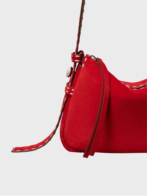 Shoulder bag piccola Romy in suede con impuntura a vista TORY BURCH | 183222600